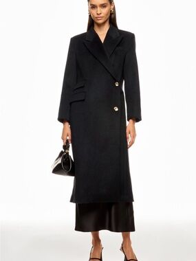Eudon Choi X RTR Tailored Black Double-Breasted Long Trench Coat Size 6